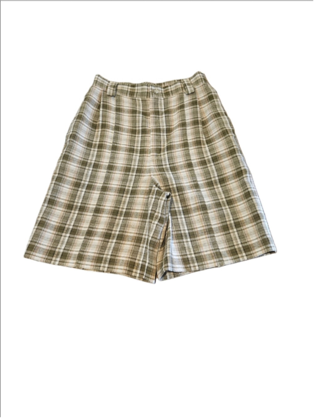 Women's Savion Vintage Plaid Bermuda Shorts Size 4 Taupe Cream